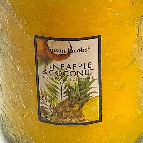 SUSAN JACOBS NEW YORK CANDLE  PINEAPPLE & COCONUT  21 oz YELLOW  NEW 1 WICK NEW - Picture 4 of 4
